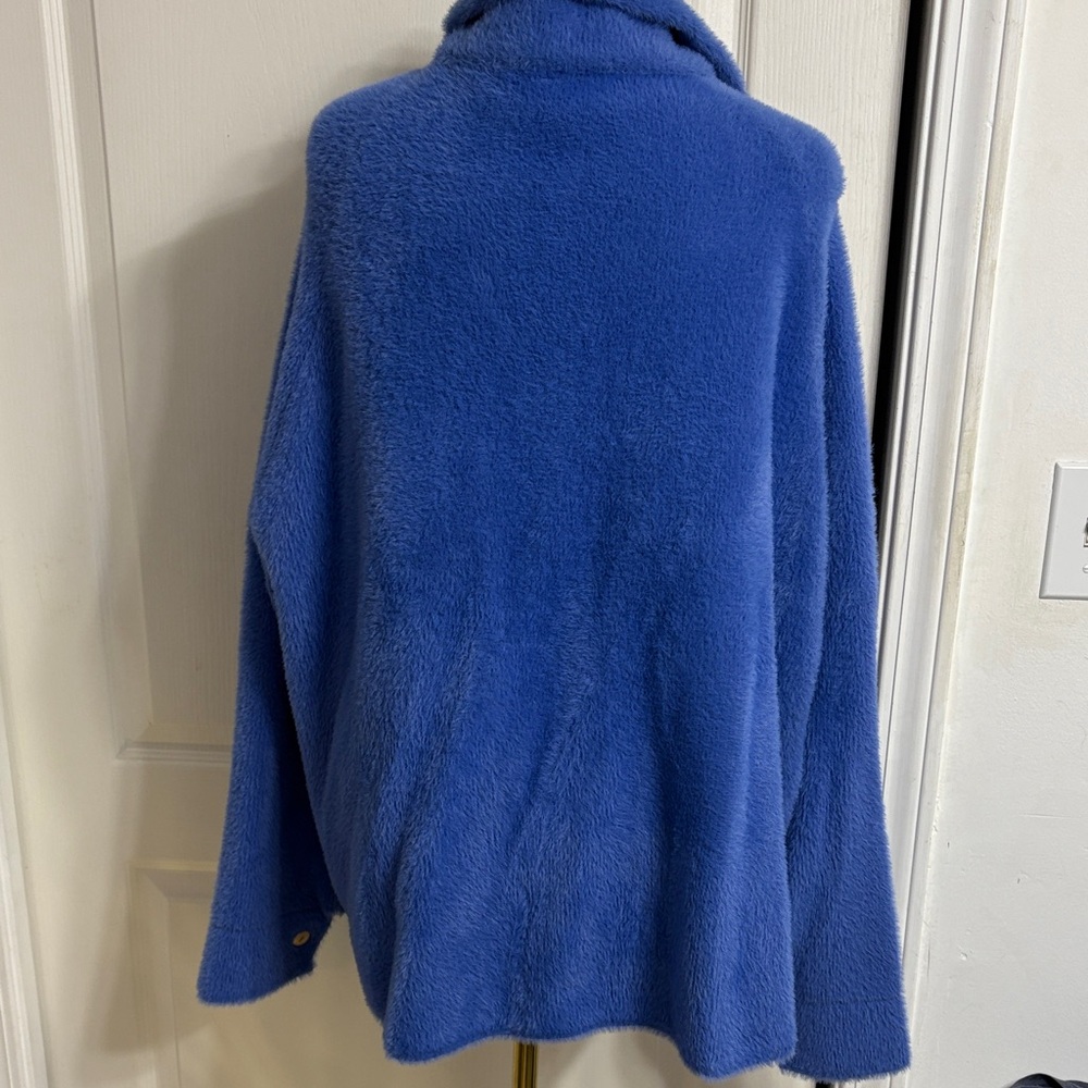 Blue Fleece Button-Up Jacket - Picture 3 of 4